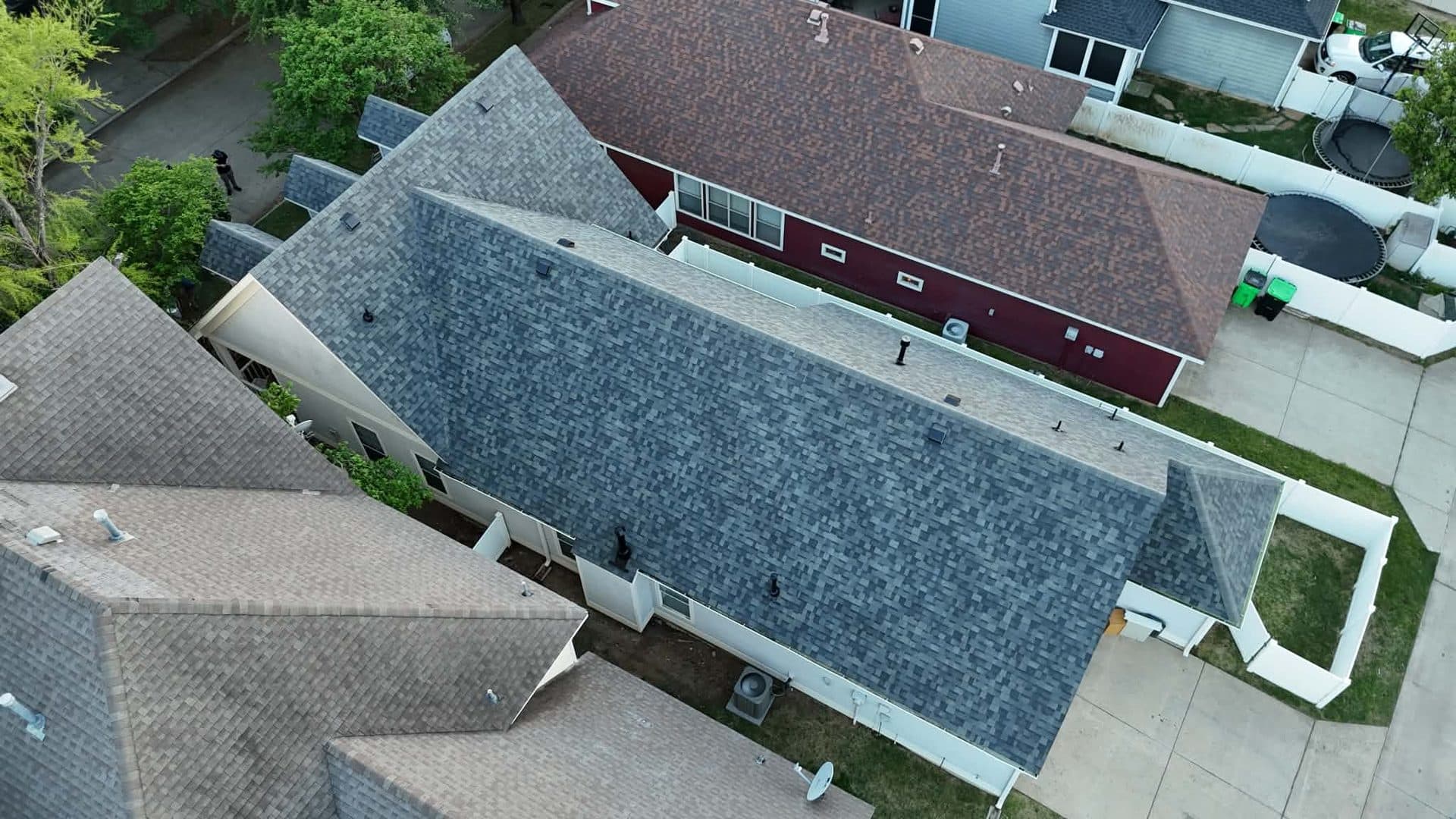 Full roofline, aerial view
